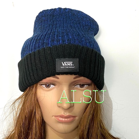 VANS Patterned Cuff Beanie Unisex Blue Hat - Picture 5 of 7